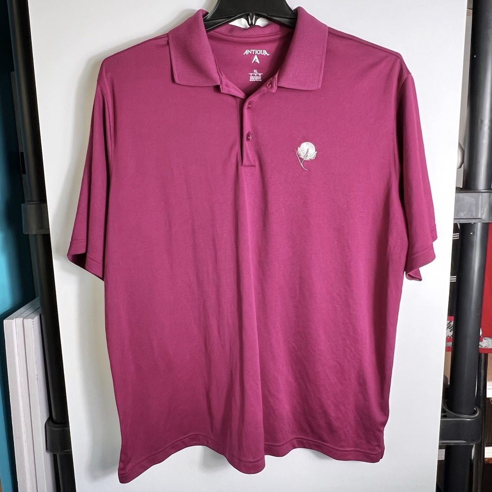 Antigua Magenta Polo Shirt Mens XL Embroidered Cotton Boll "Staff" Logo Golf‎